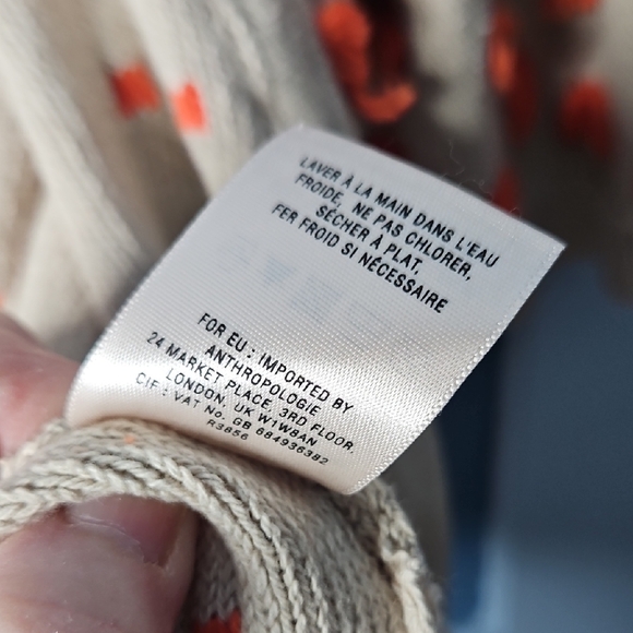 Anthropologie Sparrow Beige Cardigan with Orange Tassled Accents L - Picture 8 of 11
